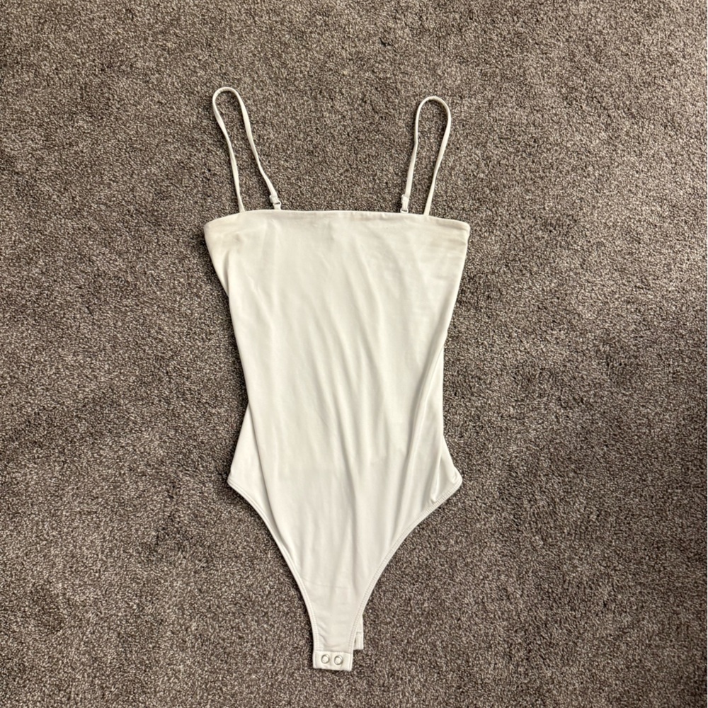 Express White XS Square-neck Bodysuit Top